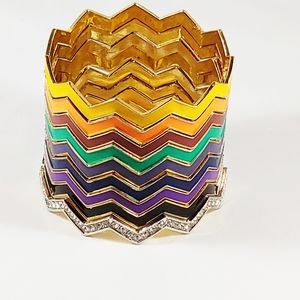 Vintage Rainbow Enamel Zigzag Bracelets Bangles